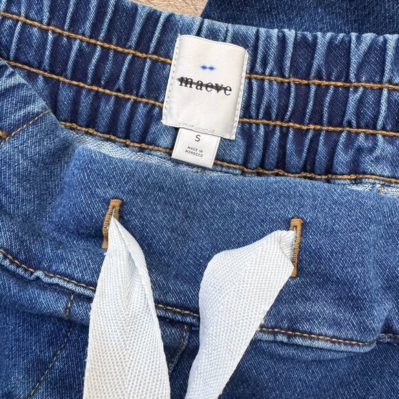 New Anthropologie Maeve Tie-Waist Wide-Leg Drawstring Jeans Dark Wash Blue Small - Picture 7 of 10